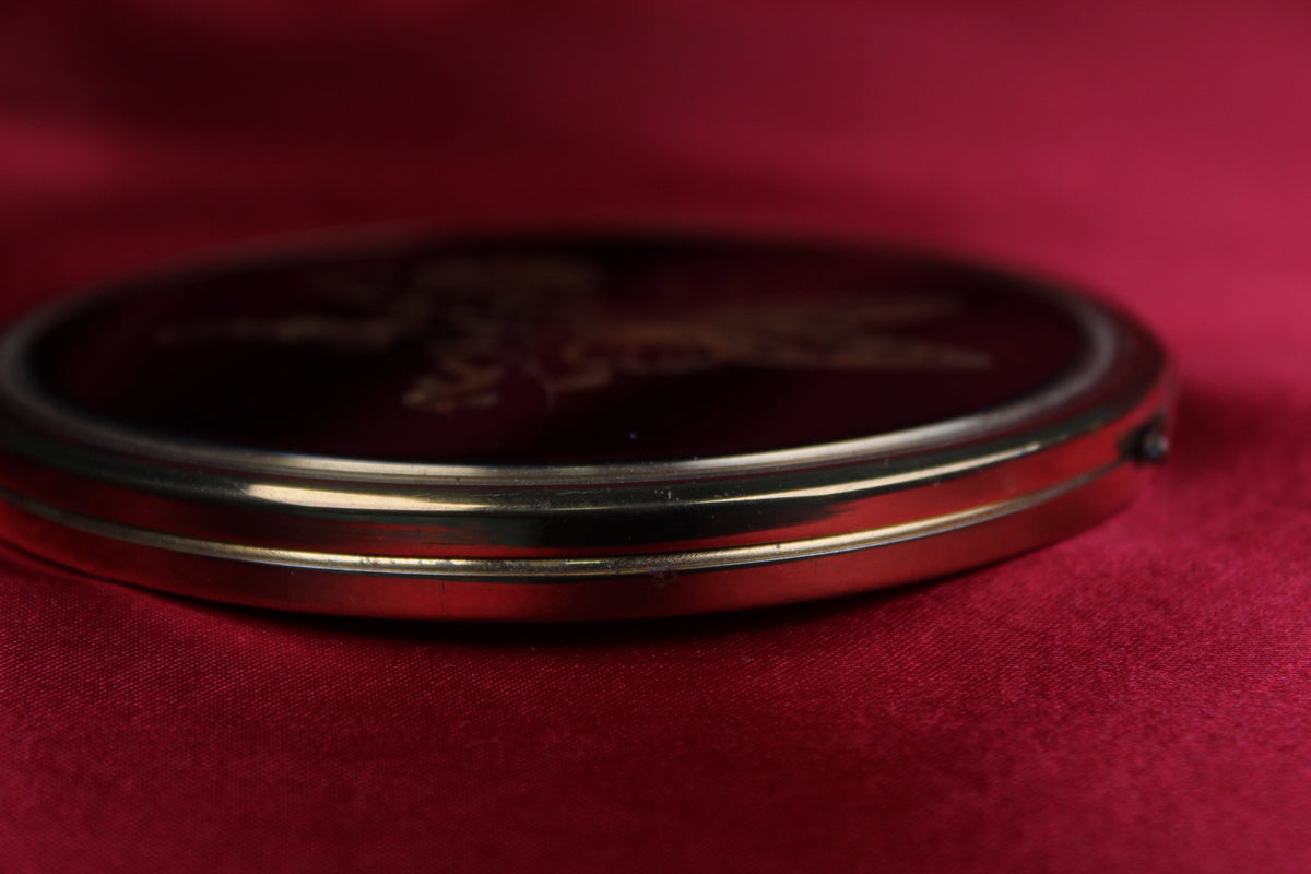 1950s Black Enamel Butterfly Powder Compact