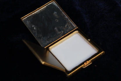 Vintage 1950s Jeweled Floralia Powder Compact | Faux Gemstone & Pearl Vanity Compact