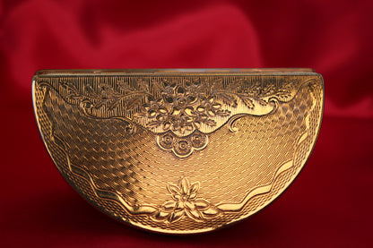 1950s Ornate Golden Demi-Lune Powder Compact