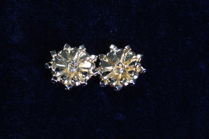 Two vintage glamour 10k gold filled statement earrings with iridescent shimmer.