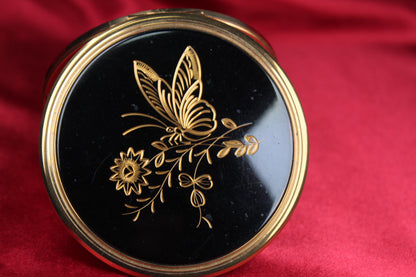 1950s Black Enamel Butterfly Powder Compact