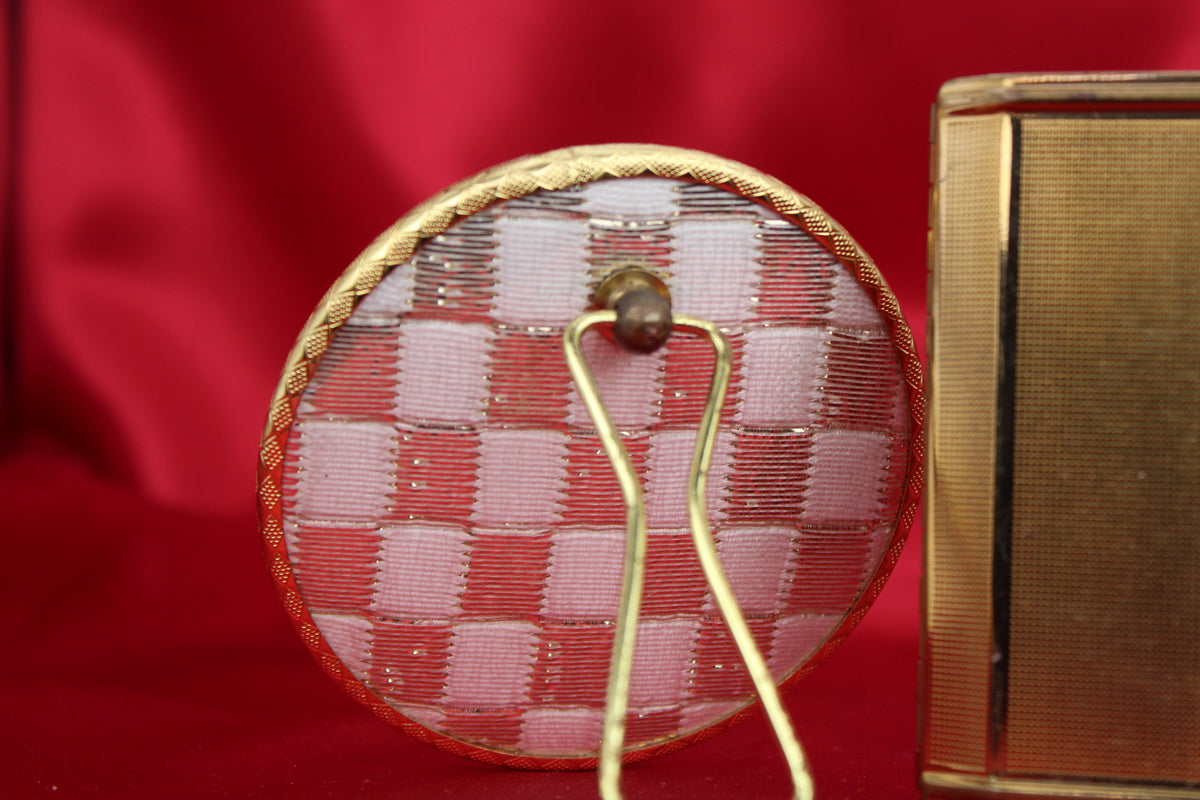 1950s Golden Powder Compact & Vanity Mirror Set