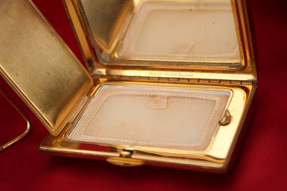 1950s Golden Powder Compact & Vanity Mirror Set