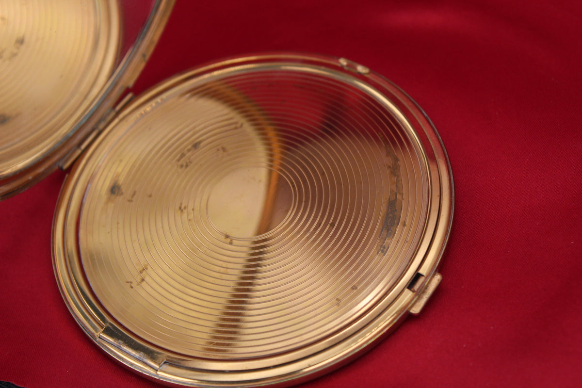 Stunning rare Large 1950s Golden Horse Powder Compact
