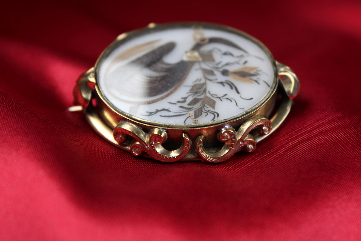 Victorian 10k Gold-Filled Hairwork Mourning / Sentimental Brooch