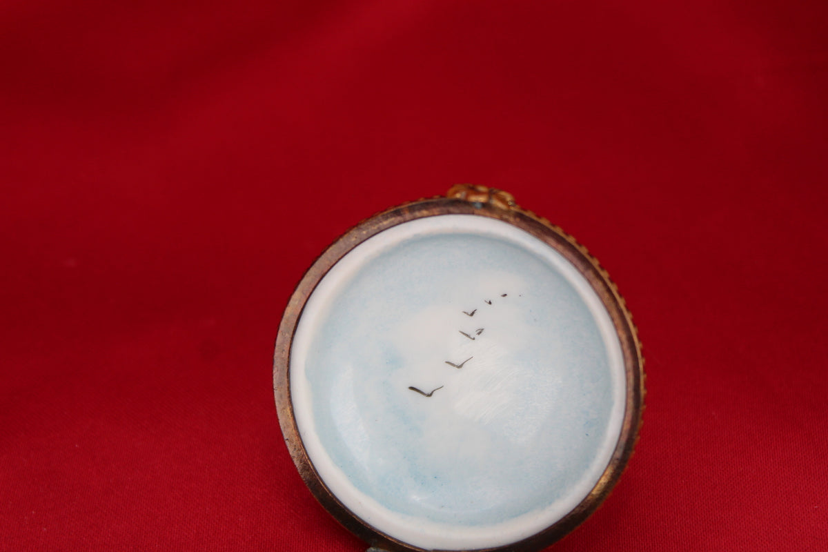 Hand-Painted French Porcelain Trinket Box | Countryside Scene