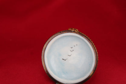 Hand-Painted French Porcelain Trinket Box | Countryside Scene