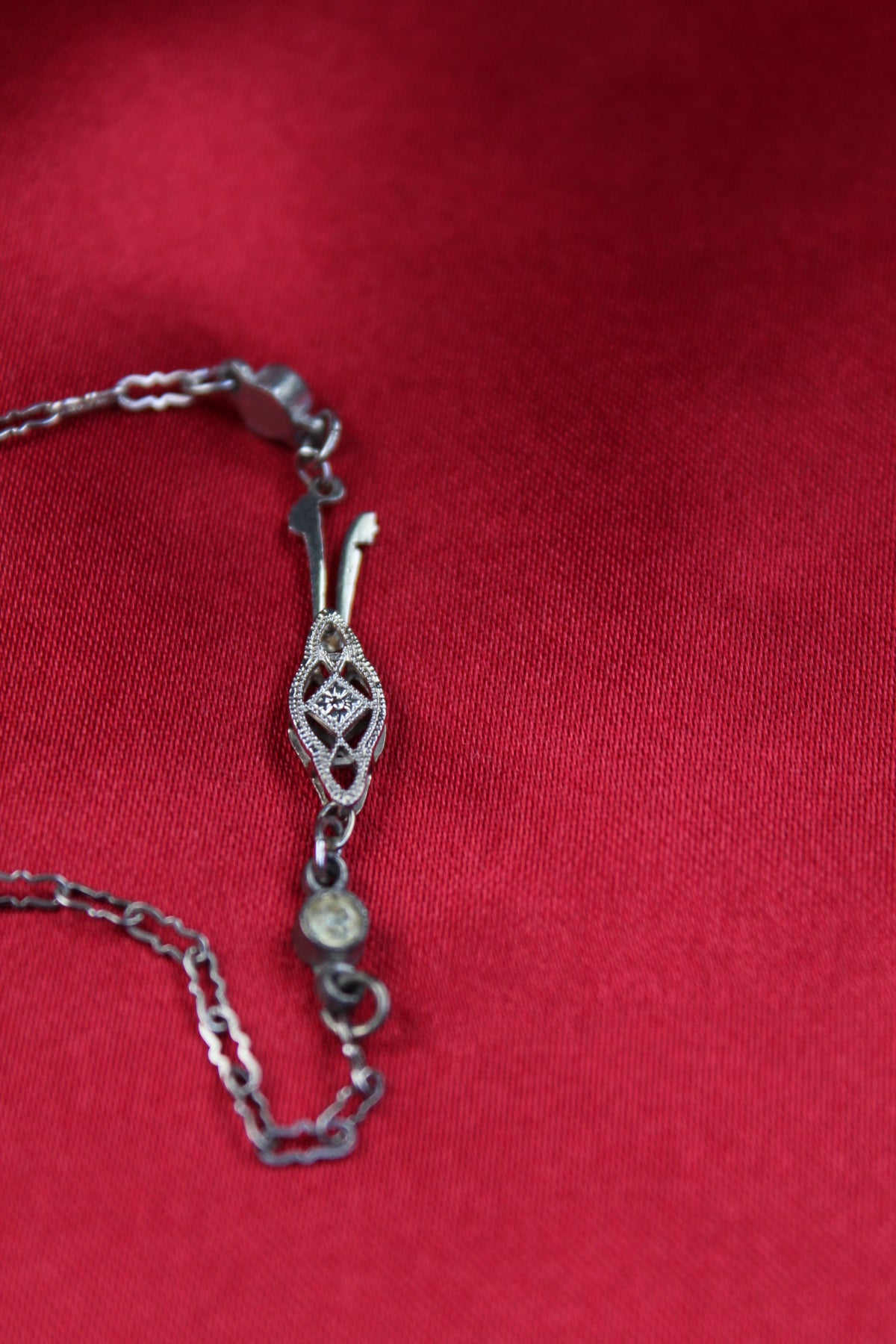 18K Gold Over Sterling Art Deco Paste Diamond Necklace – 1920s Antique