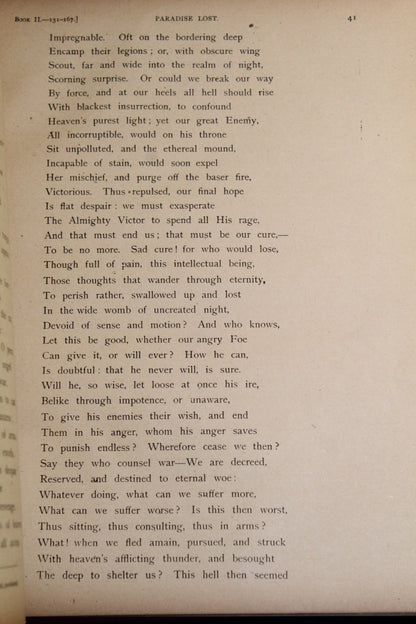 Page from 1889 Gustave Doré illustrated edition of Paradise Lost, featuring text and engravings.