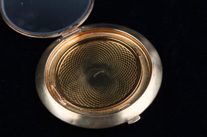 1950s Atomette Bejeweled Owl Gold-Tone Powder Compact with Mirror