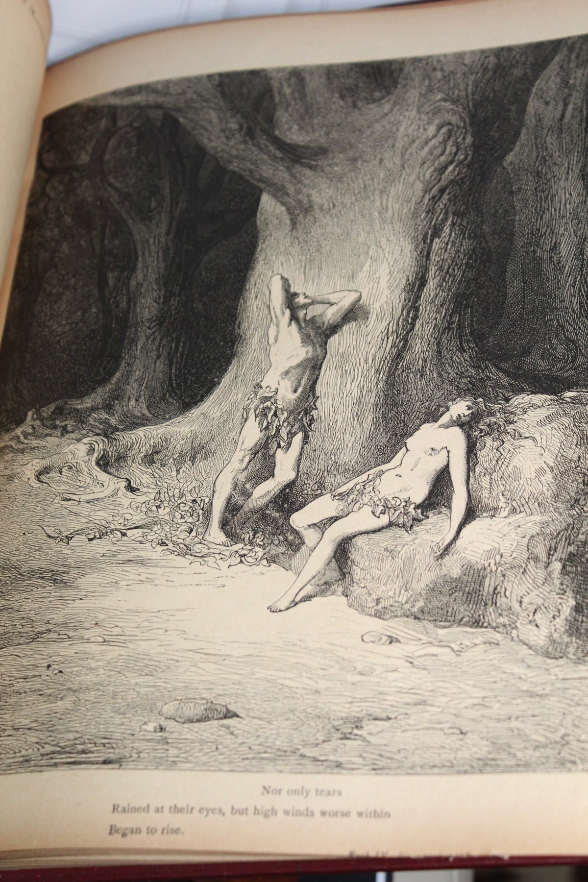 Gustave Doré illustration from Paradise Lost showing Adam and Eve in a forest setting.