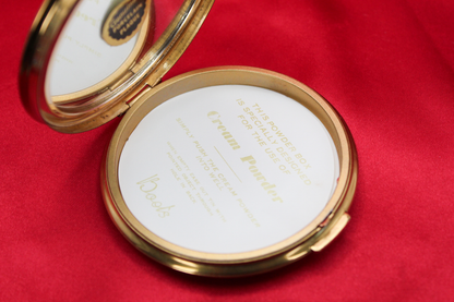 Unused 1950s Genuine Porcelain Floral Powder Compact