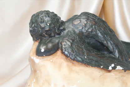 Jaestial Vintage "The Sleeping Angel" sculpture of a reclining nude figure with dark wings.