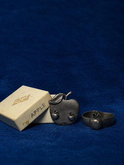 Jaestial Apple Relic Miniature Tong Box Set with apple brooch and ring.
