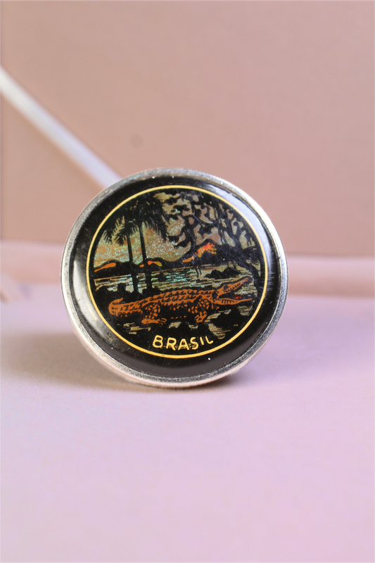 Rare 1930s RION Brasil Rio de Janeiro Souvenir Powder Compact | Made in Brazil