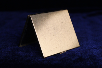 Vintage Mid-Century Gold Tone Harp Powder Compact Mirror | Vanity Compact