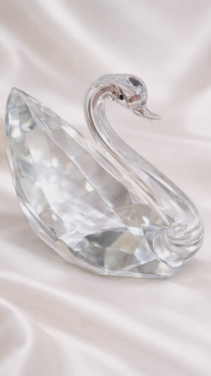 Crystal Swan Figurine | Faceted Glass Sculpture